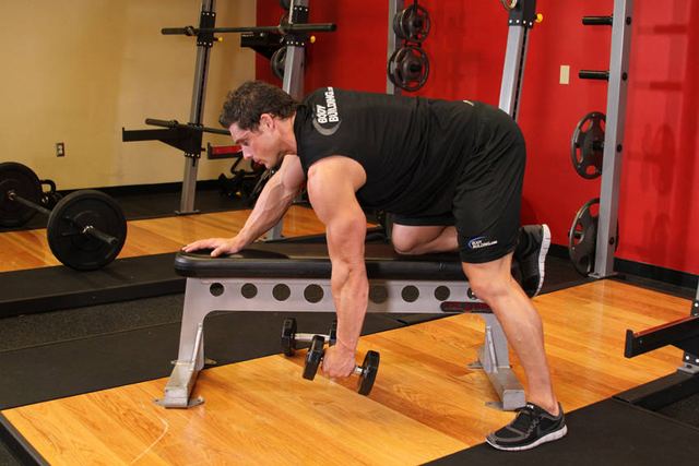 One-Arm Dumbbell Rows – start position